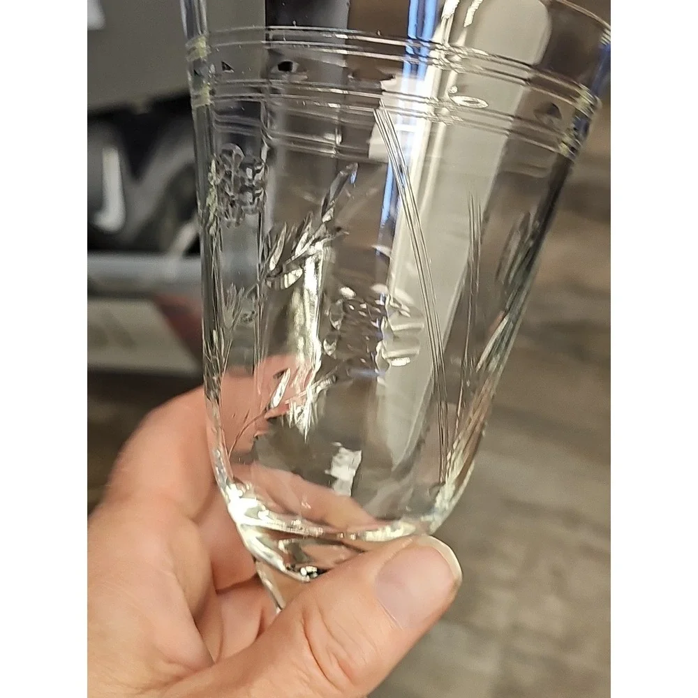 Vintage Fostoria Heather Clear Etched‎ Juice Glasses Lot Of 2